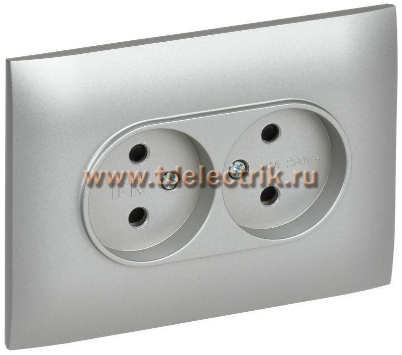 Фотография №1, SKANDY Розетка 2-я без з/к с з/ш 10А сб. SK-R09S сереб. IEK