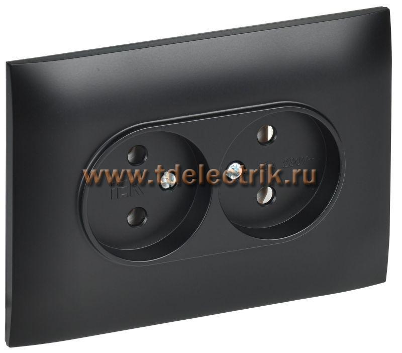 Фотография №1, SKANDY Розетка 2-я без з/к/ш 10А в сб. SK-R10Bl черн. IEK