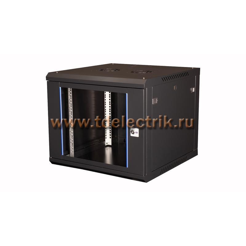 Фотография №1, DATAREX Шкаф 19 телекоммуникационный настенный, 9U 501x600x600 мм, дверь стекло, черный DR-632101