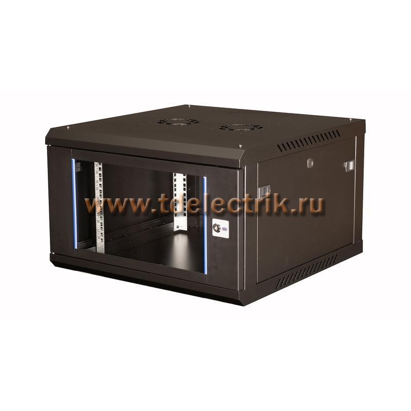 Фотография №1, DATAREX Шкаф 19 телекоммуникационный настенный, 6U 368x600x600 мм, дверь стекло, черный DR-631101