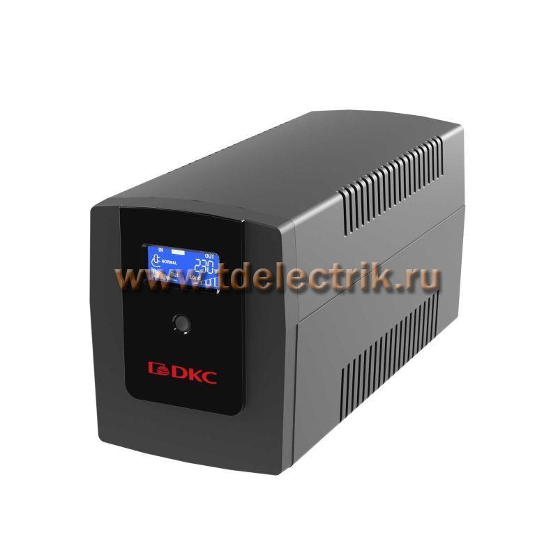 Фотография №1, Линейно-интерактивный ИБП ДКС серии Info LCD, 1200 ВА/720 Вт, 1/1, 4xIEC C13, USB + RJ45, LCD, 2x7Aч