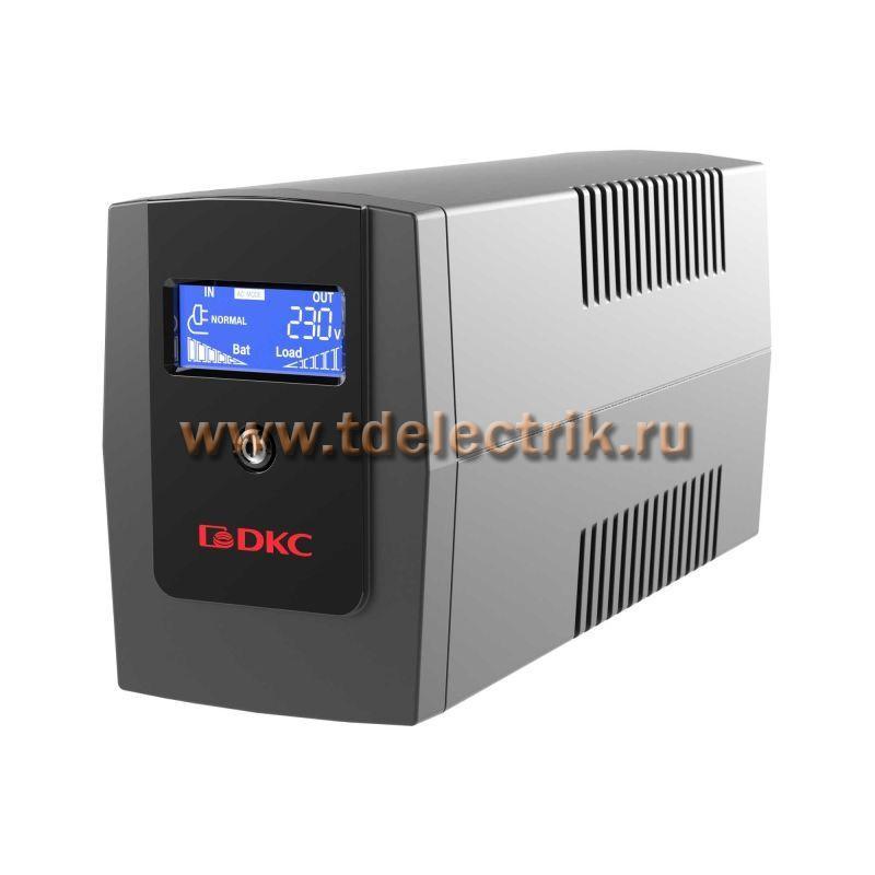 Фотография №1, Линейно-интерактивный ИБП ДКС серии Info LCD, 600 ВА/360 Вт, 1/1, 3xIEC C13, USB + RJ45, LCD, 1x7Aч