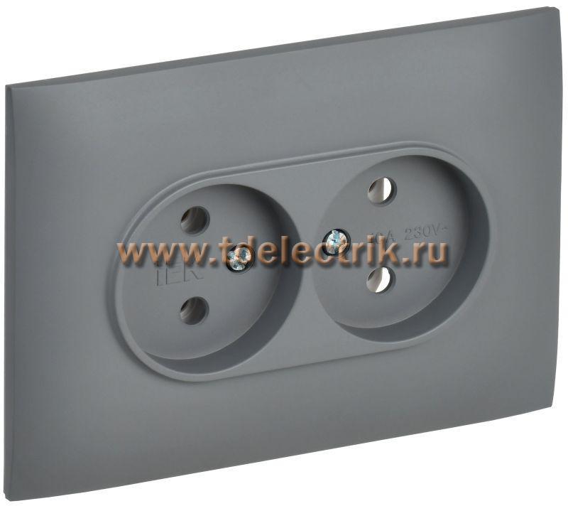 Фотография №1, SKANDY Розетка 2-я без з/к/ш 10А в сб. SK-R10Gr сер. IEK