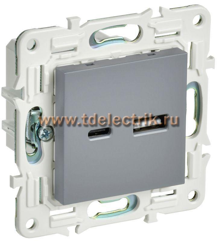 Фотография №1, SKANDY Розетка USB A+C 3,1А SK-R14Gr сер. IEK