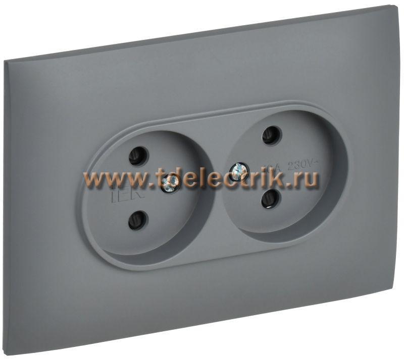 Фотография №1, SKANDY Розетка 2-я без з/к с з/ш 10А сб. SK-R09Gr сер. IEK