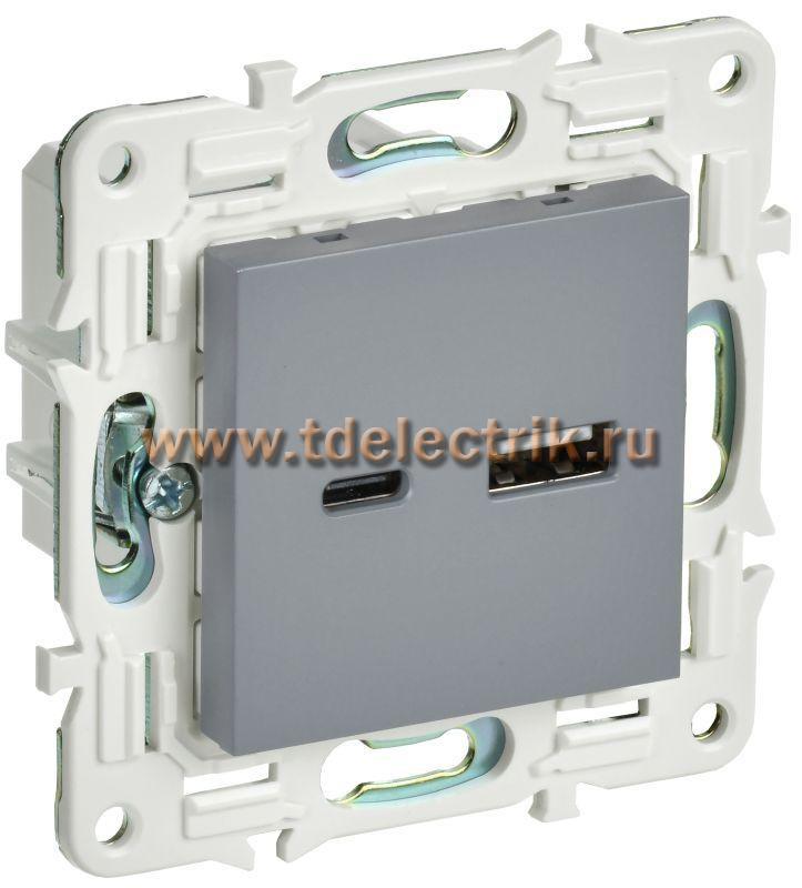 Фотография №1, SKANDY Розетка USB A+C 18Вт SK-R13Gr сер. IEK