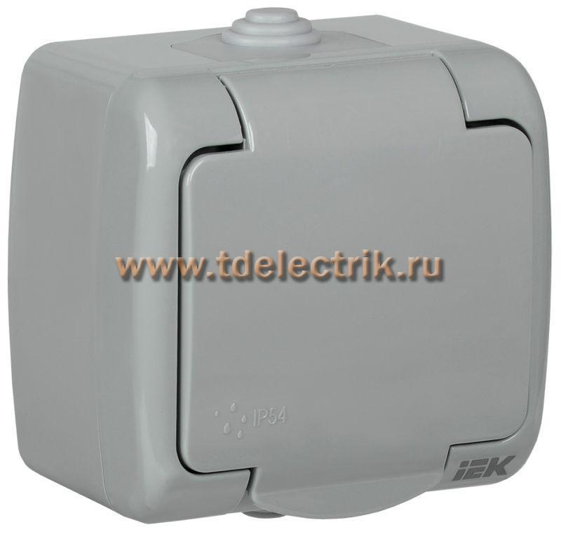 Фотография №1, AQUATIC Розетка 1-ая с з/к о/у 16А IP54 РСш12-2-А IEK