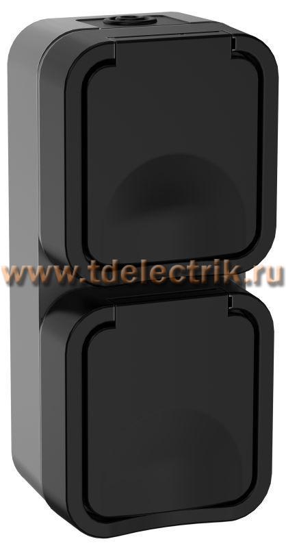 Фотография №1, TORS Розетка 2-ая с з/к кр. верт. 16А IP55 TS132 графит IEK