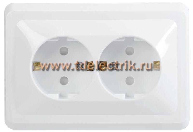 Фотография №1, VEGA Розетка 2-мест. с з/к/ш 16А РСш12-3-ВБ бел. IEK