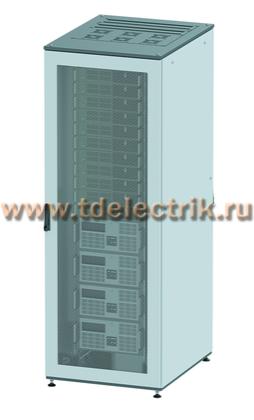Фотография №1, Напольный шкаф 47U 800х2200х800, двери перфорированная+перфорированная, панели для крыши, кабельный ввод,RAL7011/7035