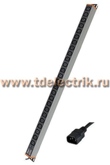 Фотография №1, Блок распределения питания ДКС (PDU) вертикальный 0U 10A с индикацией, Вых:24 х С13, Вх:С14 х 2м
