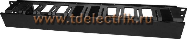 Фотография №1, Hyperline CM-1U-D66-PL-COV Кабельный организатор пластиковый с крышкой, глубина 66 мм, широкие вводы, 19