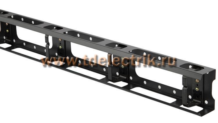 Фотография №1, Hyperline CMV-32U-ML Металлический вертикальный кабельный организатор с крышкой 32U, для шкафов TTB, TTR шириной 800 мм, черный (RAL 9004) (1 шт.)