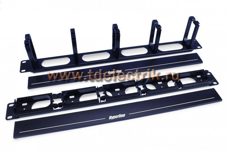 Фотография №1, Hyperline CM-1U-5R-PL-COV Кабельный организатор с пластиковыми кольцами с крышкой, 19