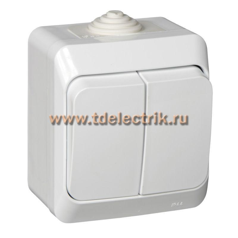 Фотография №1, ЭТЮД IP44 О/У 2-клавишный ВЫКЛЮЧАТЕЛЬ 10 АХ, БЕЛЫЙ, Россия