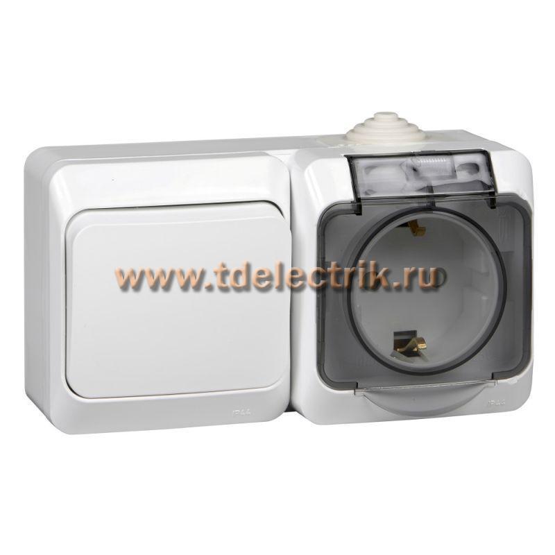 Фотография №1, ЭТЮД IР44 О/У БЛОК: РОЗ. з/к со шт. 16А 250B, ПЕРЕК.1-клав.10А, БЕЛЫЙ, Россия