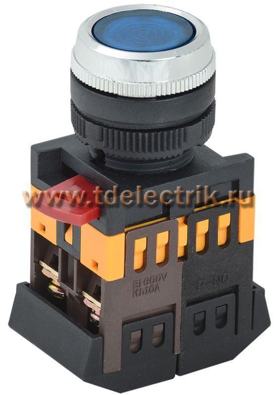 Фотография №1, Кнопка ABLFS-22 синий d22мм неон/240В 1з+1р ИЭК