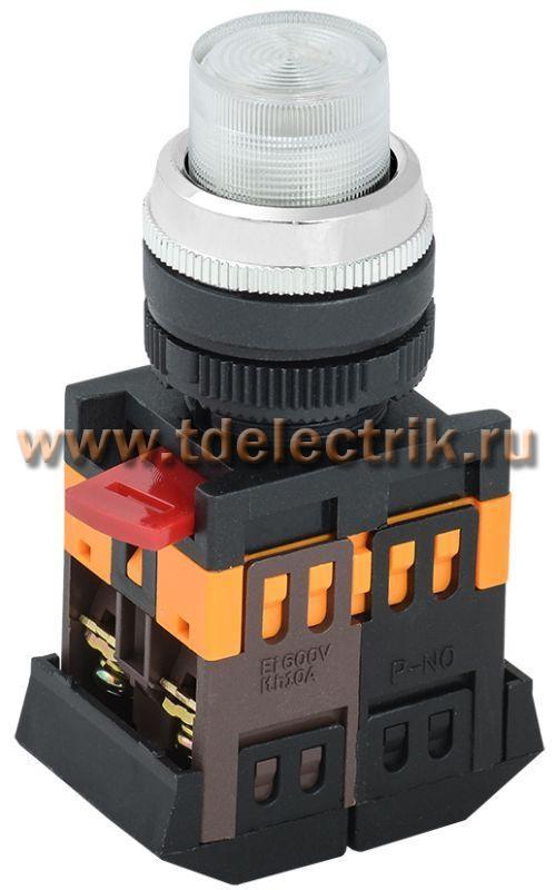 Фотография №1, Кнопка ABLFP-22 прозрачный d22мм неон/240В 1з+1р ИЭК