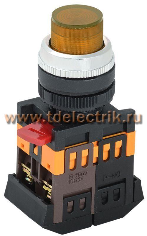 Фотография №1, Кнопка ABLFP-22 желтый d22мм неон/240В 1з+1р ИЭК