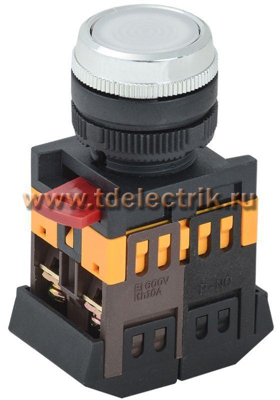 Фотография №1, Кнопка ABLFS-22 белый d22мм неон/240В 1з+1р ИЭК