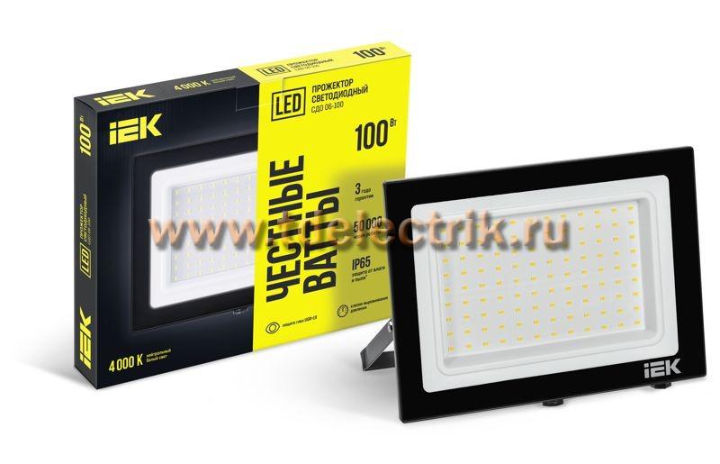 Фотография №1, Прожектор LED СДО 06-100 IP65 4000К черный IEK