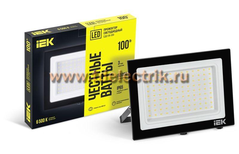 Фотография №1, Прожектор СДО 06-100 светодиодный черный IP65 6500K IEK