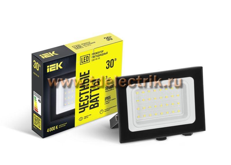 Фотография №1, Прожектор СДО 06-30 светодиодный черный IP65 4000K IEK