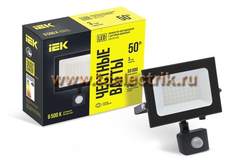 Фотография №1, Прожектор СДО 06-50Д светодиодный черный с ДД IP54 6500K IEK