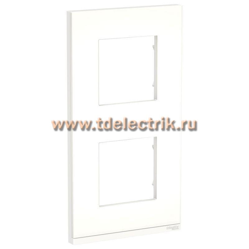 Фотография №1, UNICA PURE рамка 2-постовая, вертикальная, МАТОВОЕ СТЕКЛО/белый