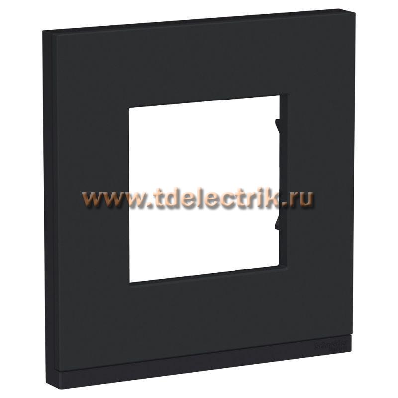 Фотография №1, UNICA PURE рамка 1-пост, горизонтальная, КАУЧУК/антрацит