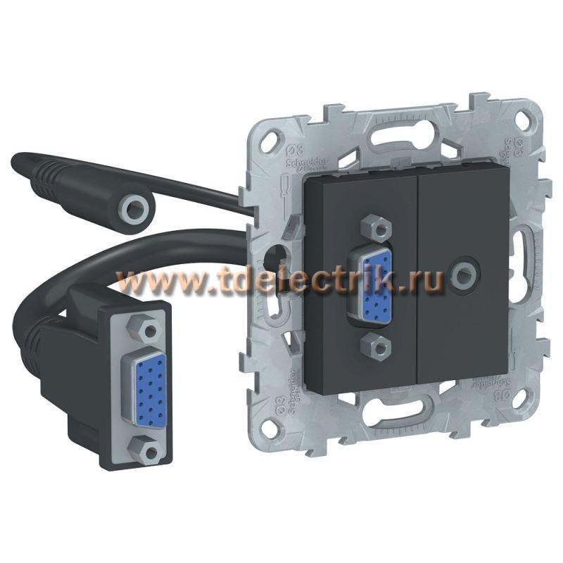 Фотография №1, UNICA NEW розетка HD15+Minijack, антрацит