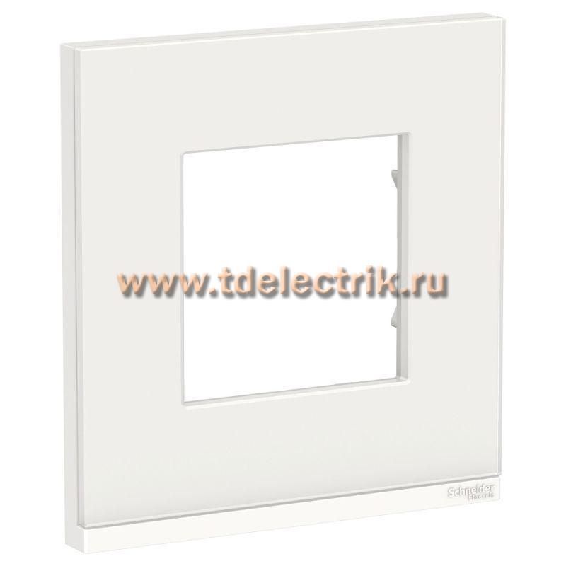Фотография №1, UNICA PURE рамка 1-постовая, горизонтальная, БЕЛОЕ СТЕКЛО/белый