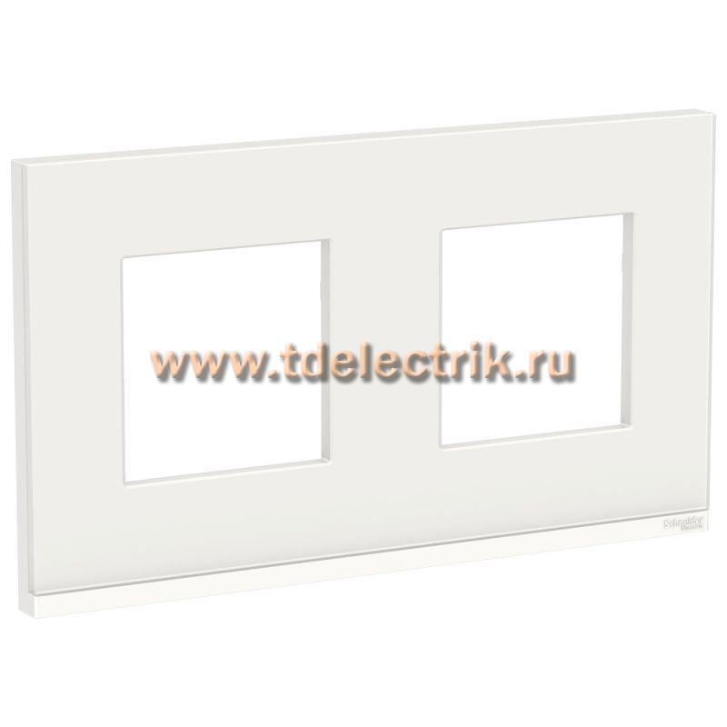 Фотография №1, UNICA PURE рамка 2-постовая, горизонтальная, БЕЛОЕ СТЕКЛО/белый
