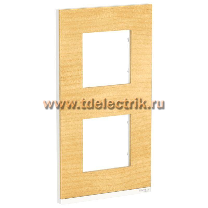 Фотография №1, UNICA PURE рамка 2-поста, вертикальная, КЛЕН/белый