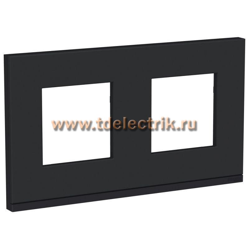 Фотография №1, UNICA PURE рамка 2-поста, горизонтальная, КАУЧУК/антрацит