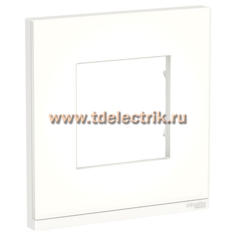 Фотография №1, UNICA PURE рамка 1-постовая, горизонтальная, МАТОВОЕ СТЕКЛО/белый