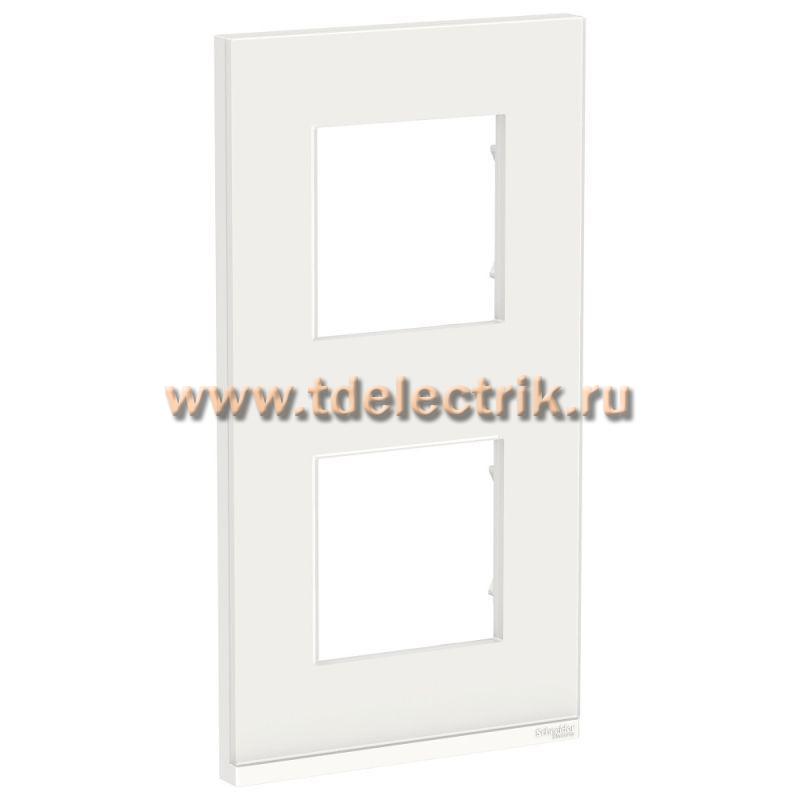 Фотография №1, UNICA PURE рамка 2-постовая, вертикальная, БЕЛОЕ СТЕКЛО/белый
