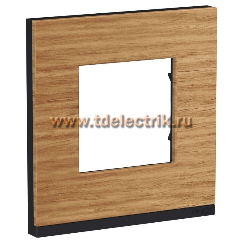 Фотография №1, UNICA PURE РАМКА 1-постовая, горизонтальная, ДУБ/антрацит