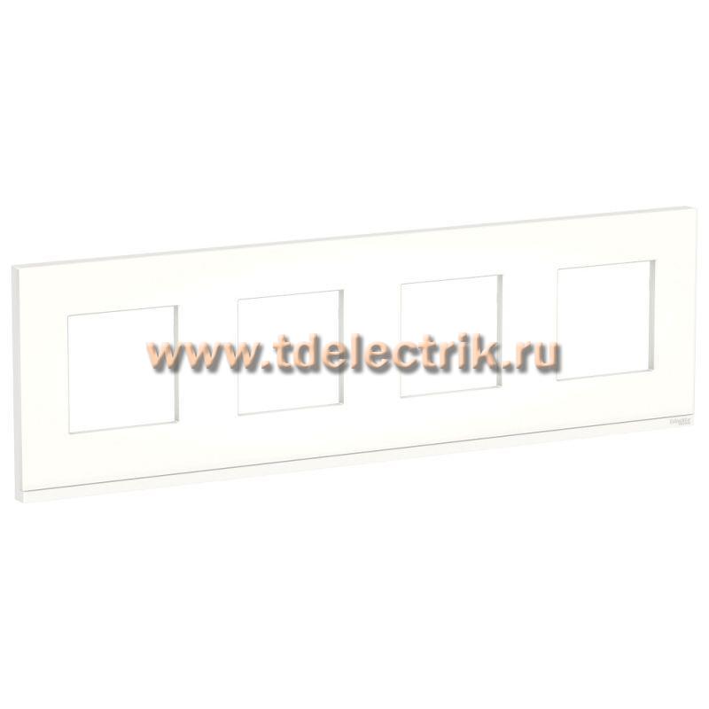 Фотография №1, UNICA PURE рамка 4-постовая, горизонтальная, МАТОВОЕ СТЕКЛО/белый