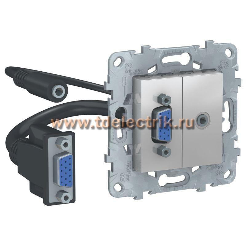 Фотография №1, UNICA NEW розетка HD15+Minijack, алюминий