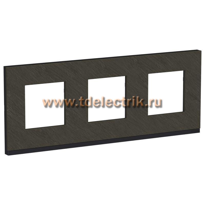 Фотография №1, UNICA PURE рамка 3-поста, горизонтальная, КАМЕНЬ/антрацит