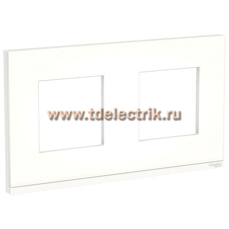 Фотография №1, UNICA PURE рамка 2-постовая, горизонтальная, МАТОВОЕ СТЕКЛО/белый