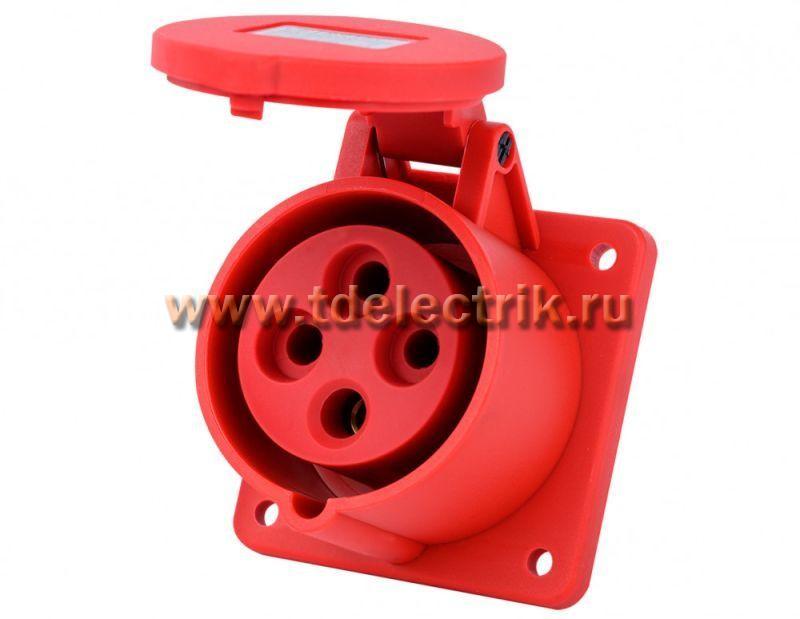 Фотография №1, Розетка для скрытой проводки 3Р+РЕ 32А 380В IP44 РЩ-103