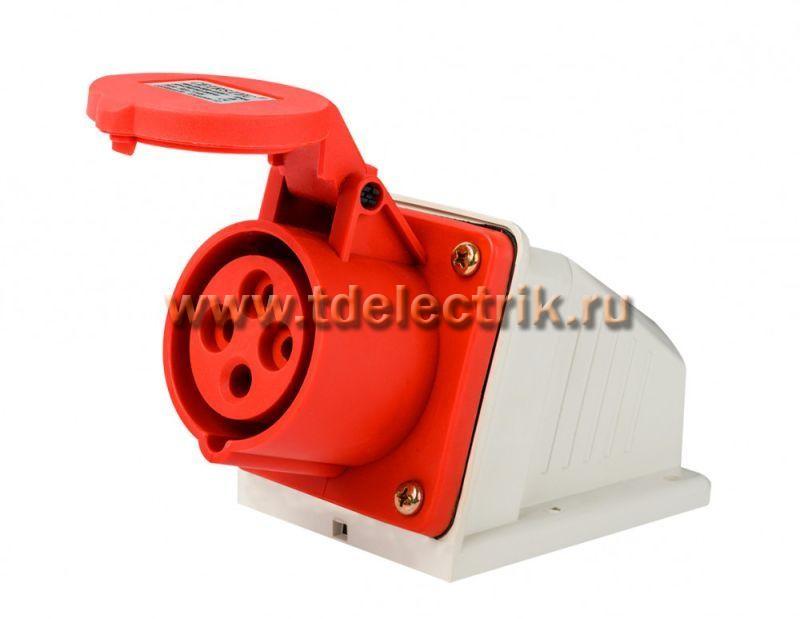 Фотография №1, Розетка стационарная 3Р+РЕ 16А 380В IP44 РС-103