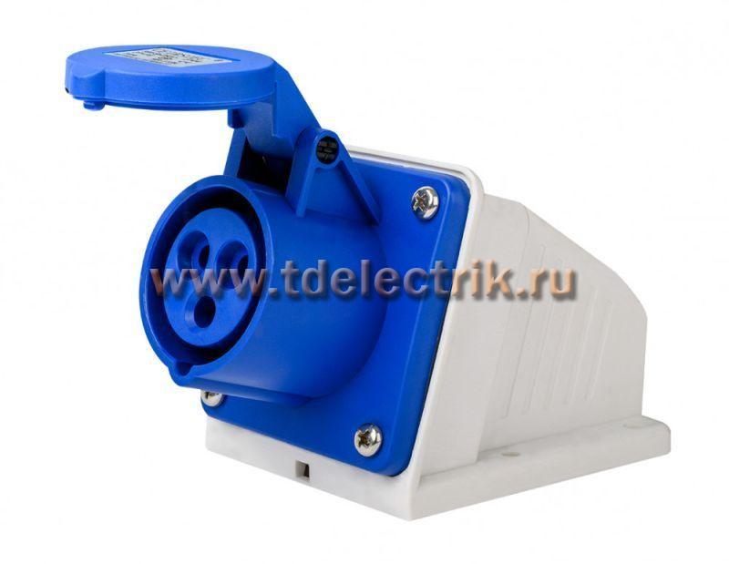 Фотография №1, Розетка стационарная 2Р+РЕ 32А 220В IP44 РС-103