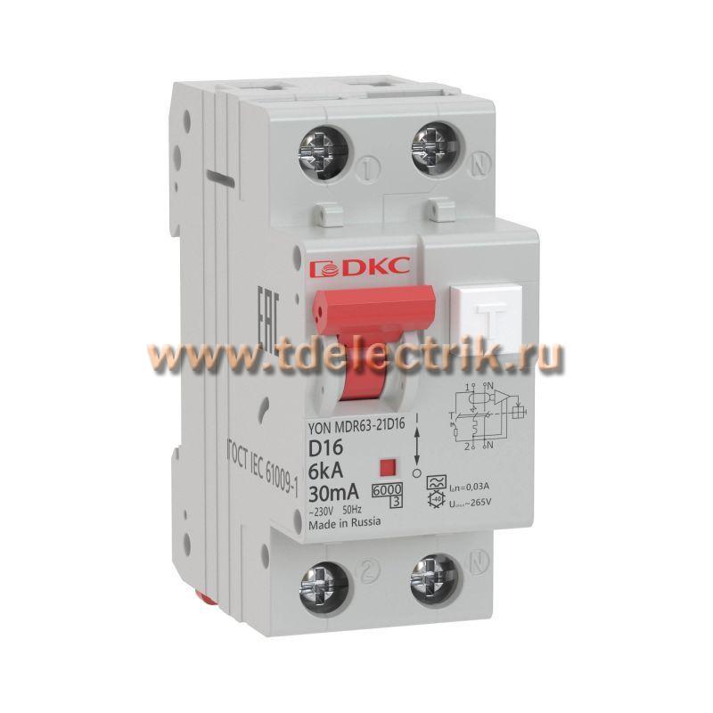 Фотография №1, АВДТ с защитой от сверхтоковYON MDR63 1P+N 20A C 30mA 6kA тип A