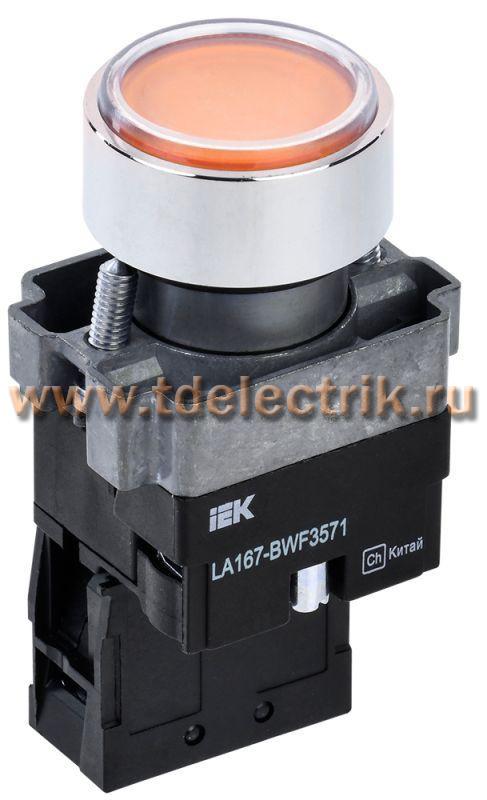 Фотография №1, Кнопка LA167-BWF3571 d=22мм RC 1з с подсвет. желтая IEK