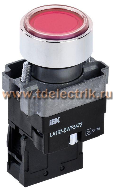 Фотография №1, Кнопка LA167-BWF3472 d=22мм RC 1р с подсвет красная IEK