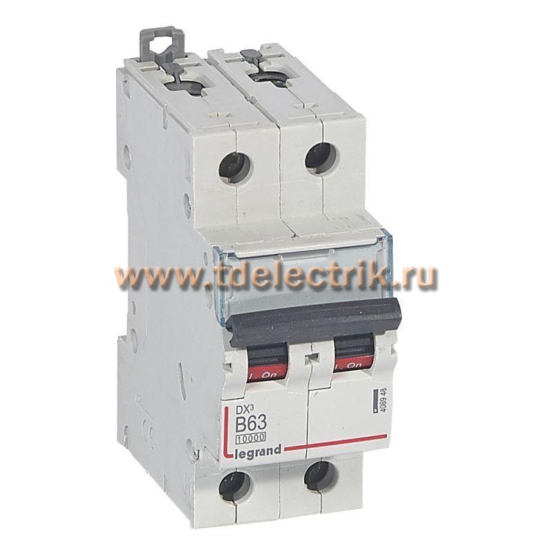 Фотография №1, Выключатель автоматический двухполюсный 63А B DX3 10kА/16kА