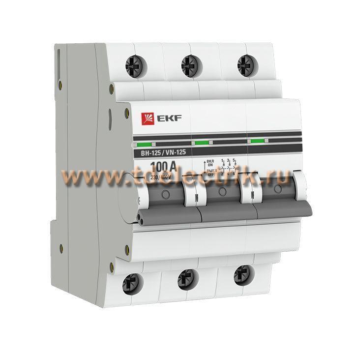 Фотография №1, Выключатель нагрузки 3P 100А ВН-125 EKF PROxima